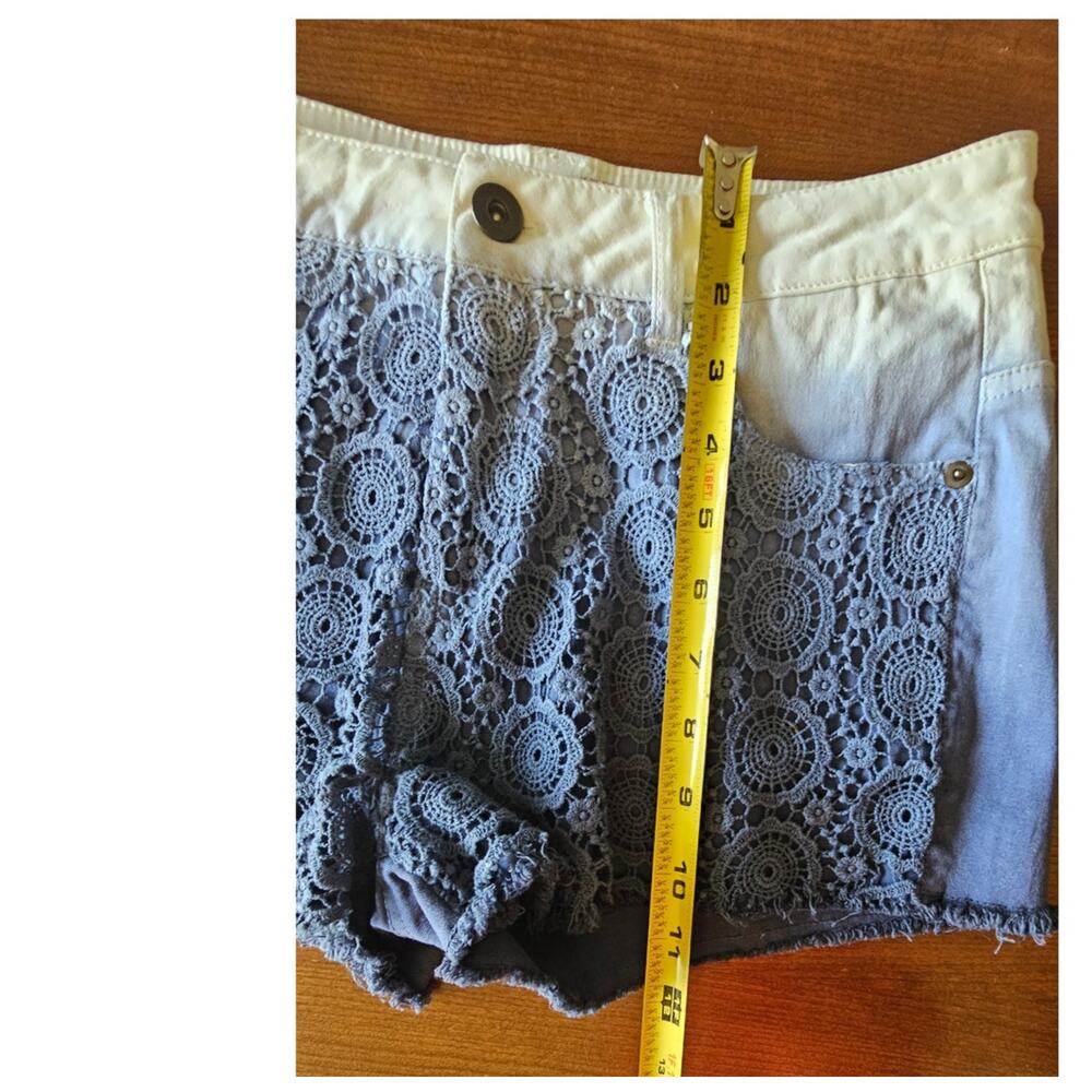 Blu Pepper Ombre Lace Shorts Denim Jean Hotpants, Festival, Western, Womens Sz M - Picture 6 of 9